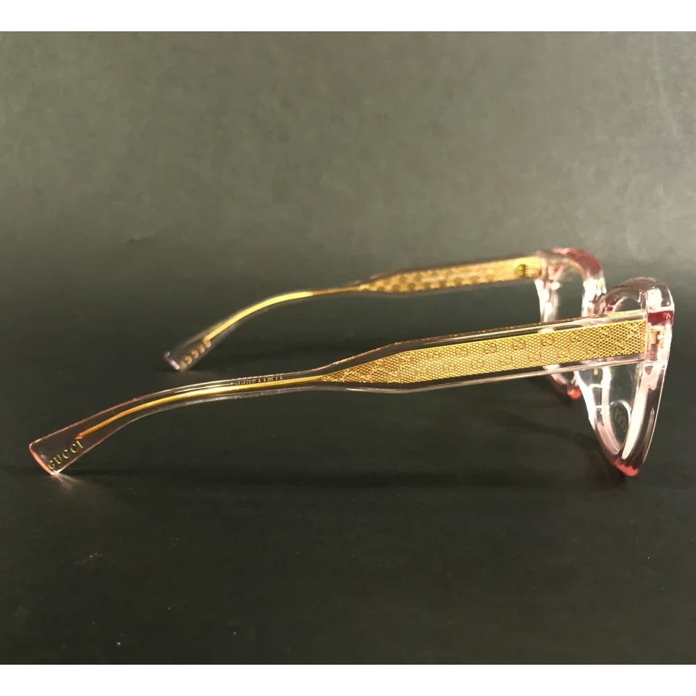 Gucci Eyeglasses Frames GG02067OL 007 Transparent Pink Asian Fit Thick 52-20-145